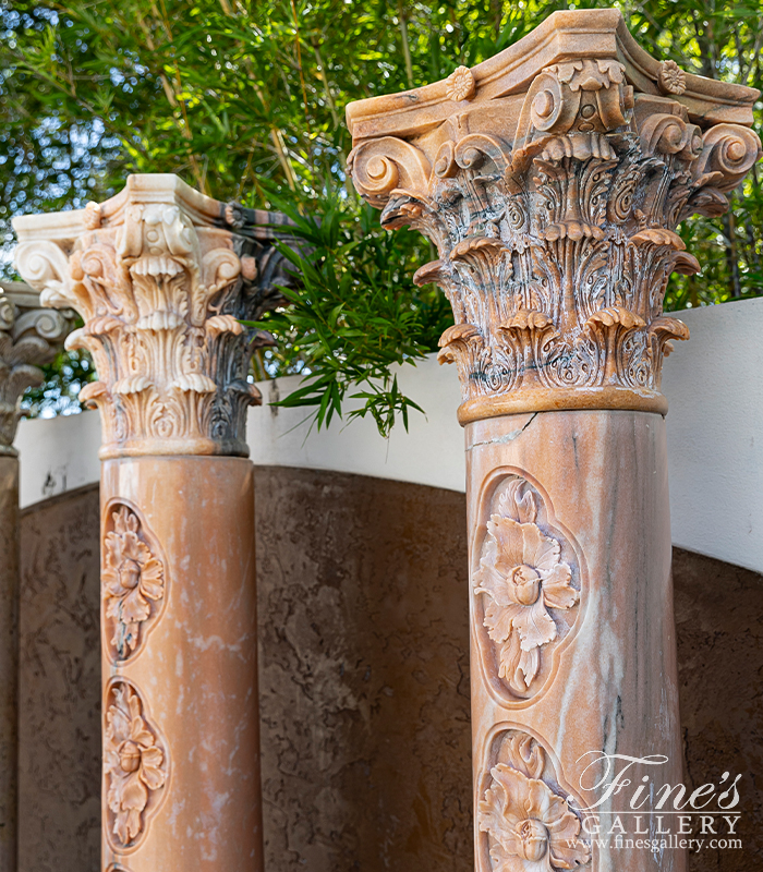 Marble Columns  - Ornate Decor Marble Column Pair - MCOL-287